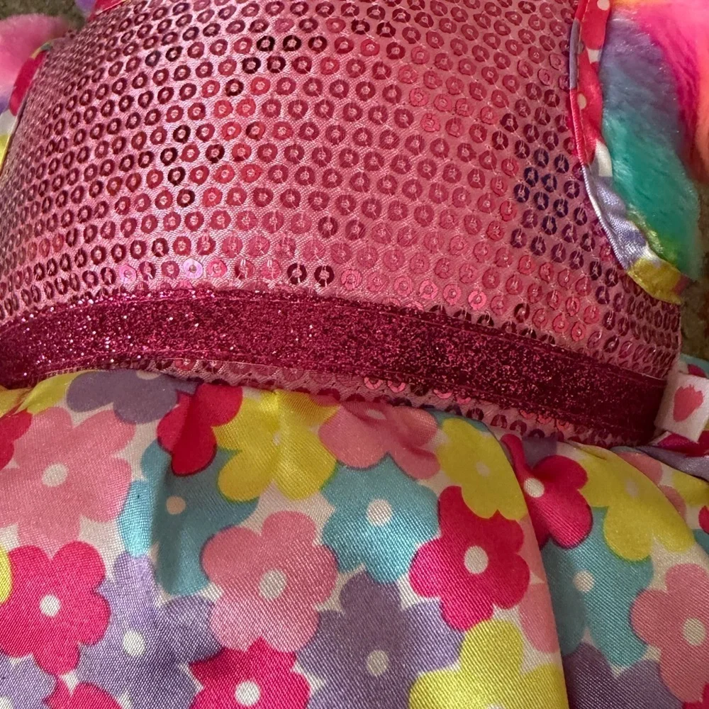 Build A Bear Rainbow Friends Panda Stuffed Animal with Pink Sequin Dress